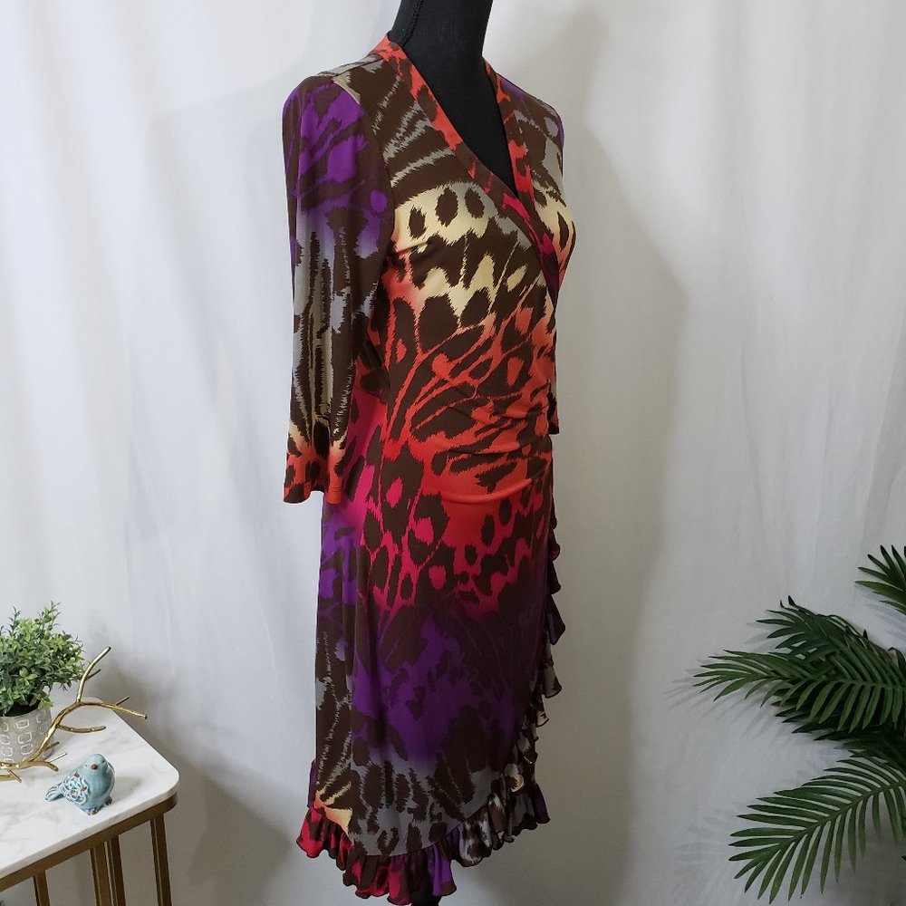 MESMERIZE PRINT CORAL-PURPLE-BROWN DRESS - SMALL - Picture 10 of 13